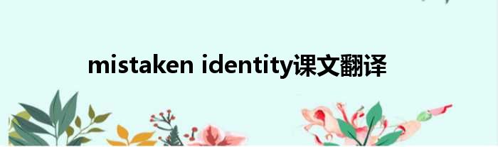 mistaken identity课文翻译