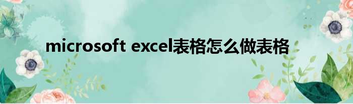 microsoft excel表格怎么做表格