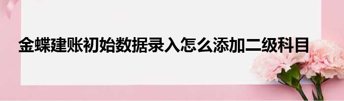金蝶建账初始数据录入怎么添加二级科目