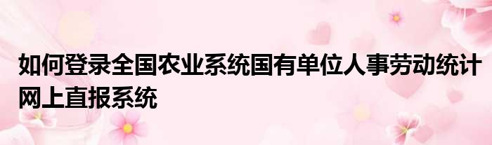 如何登录全国农业系统国有单位人事劳动统计网上直报系统