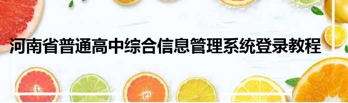 河南省普通高中综合信息管理系统登录教程