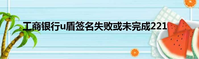 工商银行u盾签名失败或未完成221