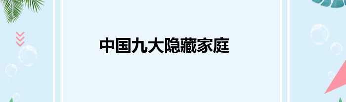 中国九大隐藏家庭