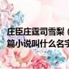 庄臣庄霆司雪梨（有一篇小说男主叫司正霆女主叫庄奈奈 这篇小说叫什么名字 _360）
