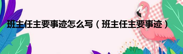 班主任主要事迹怎么写（班主任主要事迹）
