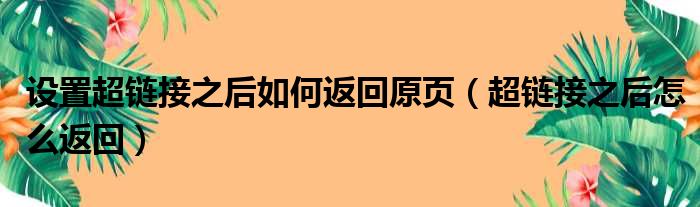 设置超链接之后如何返回原页（超链接之后怎么返回）