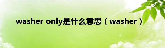 washer only是什么意思（washer）