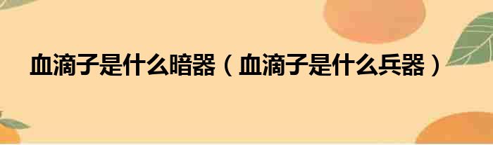 血滴子是什么暗器（血滴子是什么兵器）