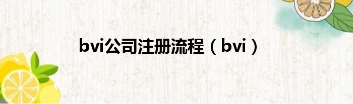 bvi公司注册流程（bvi）