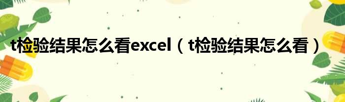 t检验结果怎么看excel（t检验结果怎么看）