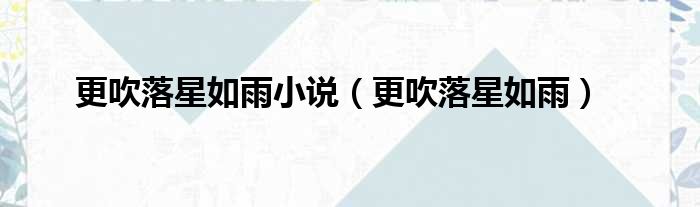 更吹落星如雨小说（更吹落星如雨）