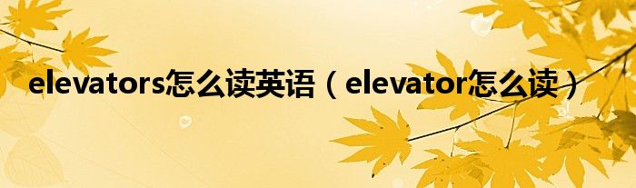 elevators怎么读英语（elevator怎么读）