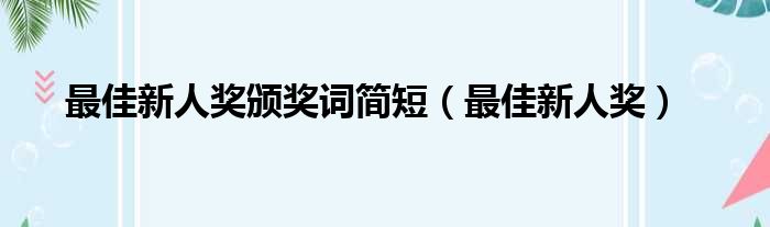 最佳新人奖颁奖词简短（最佳新人奖）