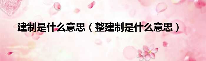 建制是什么意思（整建制是什么意思）
