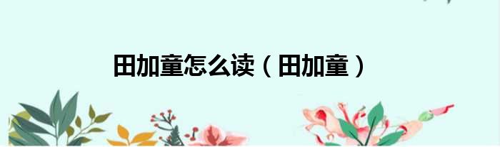 田加童怎么读（田加童）
