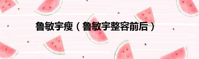鲁敏宇瘦（鲁敏宇整容前后）