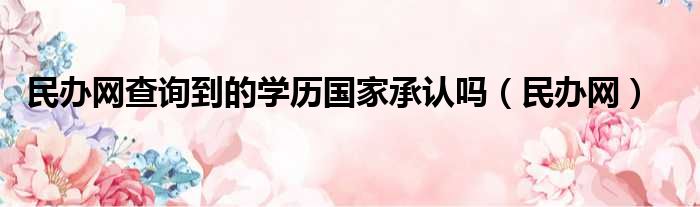 民办网查询到的学历国家承认吗（民办网）