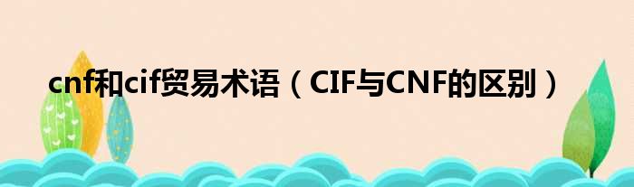 cnf和cif贸易术语（CIF与CNF的区别）