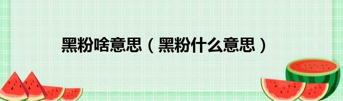 黑粉啥意思（黑粉什么意思）