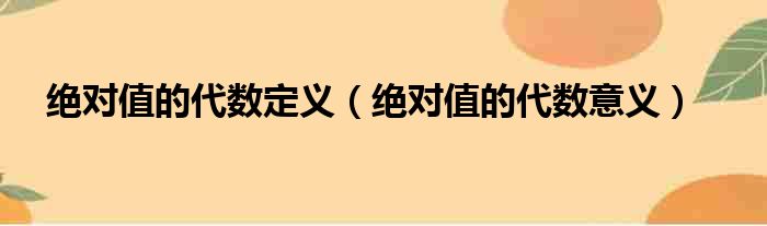 绝对值的代数定义（绝对值的代数意义）
