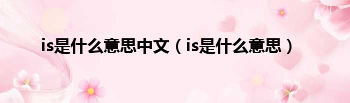 is是什么意思中文（is是什么意思）