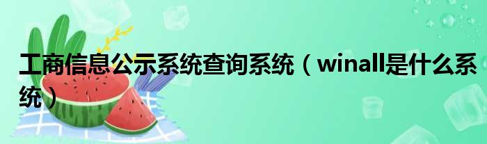 工商信息公示系统查询系统（winall是什么系统）