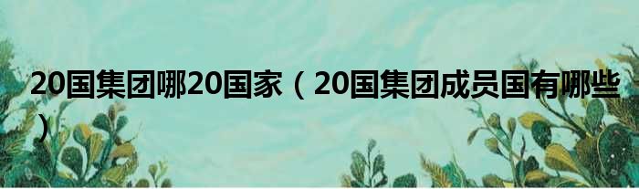 20国集团哪20国家（20国集团成员国有哪些）