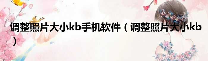 调整照片大小kb手机软件（调整照片大小kb）