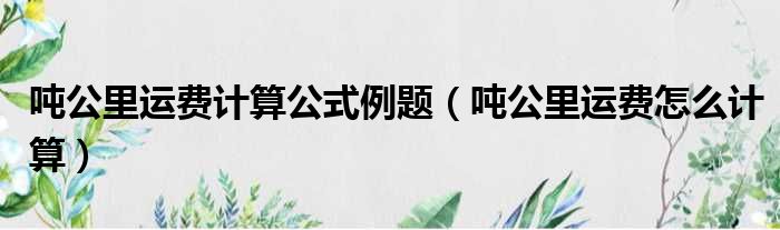 吨公里运费计算公式例题（吨公里运费怎么计算）