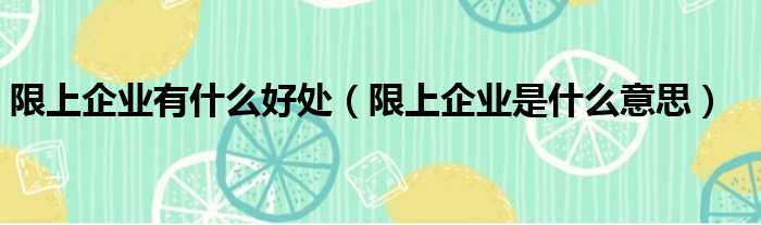限上企业有什么好处（限上企业是什么意思）