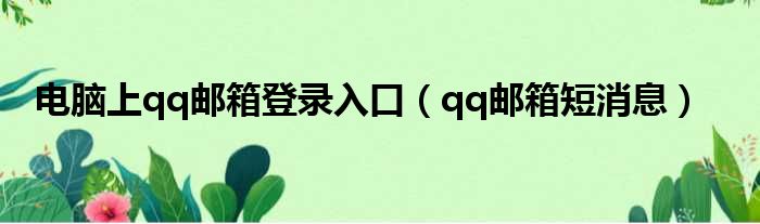 电脑上qq邮箱登录入口（qq邮箱短消息）