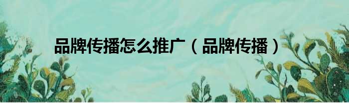 品牌传播怎么推广（品牌传播）