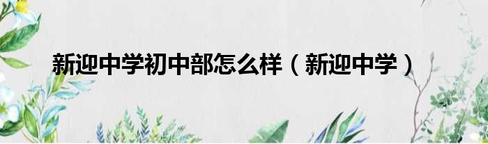 新迎中学初中部怎么样（新迎中学）