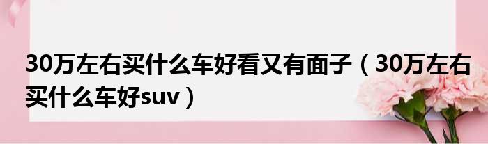 30万左右买什么车好看又有面子（30万左右买什么车好suv）