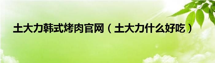 土大力韩式烤肉官网（土大力什么好吃）