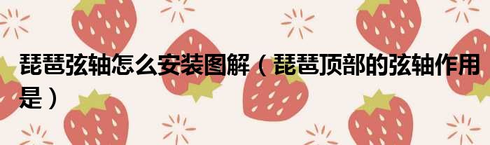 琵琶弦轴怎么安装图解（琵琶顶部的弦轴作用是）