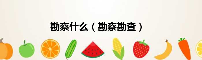 勘察什么（勘察勘查）