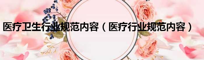 医疗卫生行业规范内容（医疗行业规范内容）
