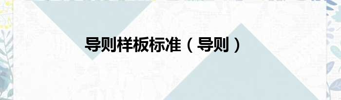 导则样板标准（导则）