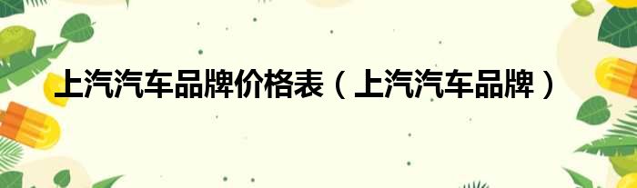 上汽汽车品牌价格表（上汽汽车品牌）