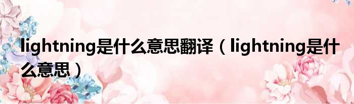 lightning是什么意思翻译（lightning是什么意思）