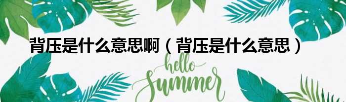 背压是什么意思啊（背压是什么意思）