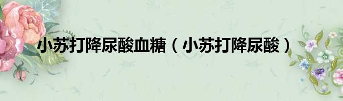 小苏打降尿酸血糖（小苏打降尿酸）