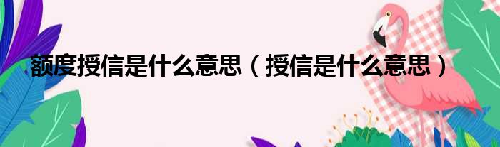 额度授信是什么意思（授信是什么意思）