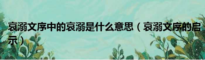 哀溺文序中的哀溺是什么意思（哀溺文序的启示）