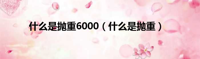 什么是抛重6000（什么是抛重）