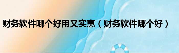财务软件哪个好用又实惠（财务软件哪个好）