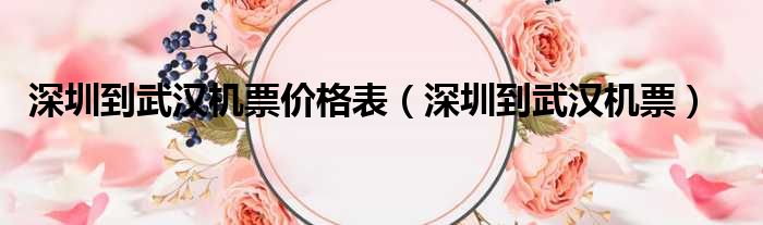 深圳到武汉机票价格表（深圳到武汉机票）