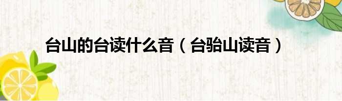 台山的台读什么音（台骀山读音）