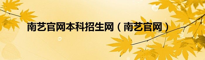 南艺官网本科招生网（南艺官网）